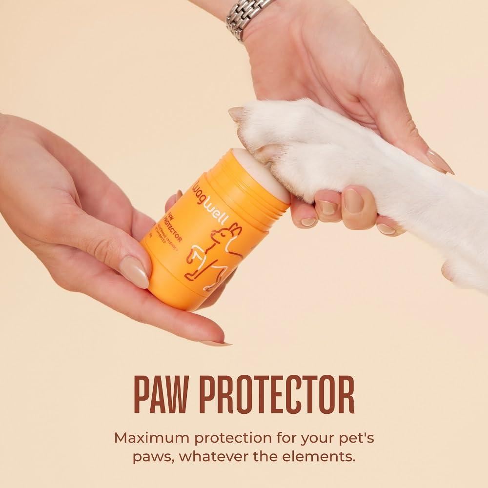 WagWell Paw Protector balm on dog paw demonstrates hydrating relief