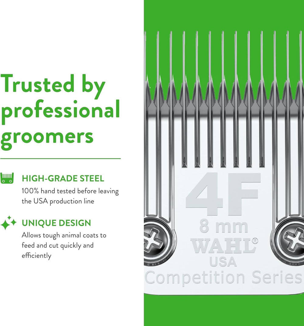 Wahl 4F blade chrome finish resists rust during grooming sessions
