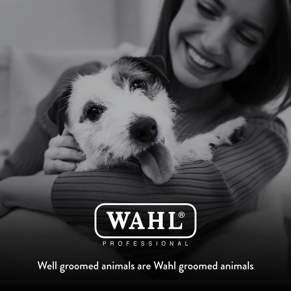WAHL animal-clippers in use with Diamond Blade on pet coat.
