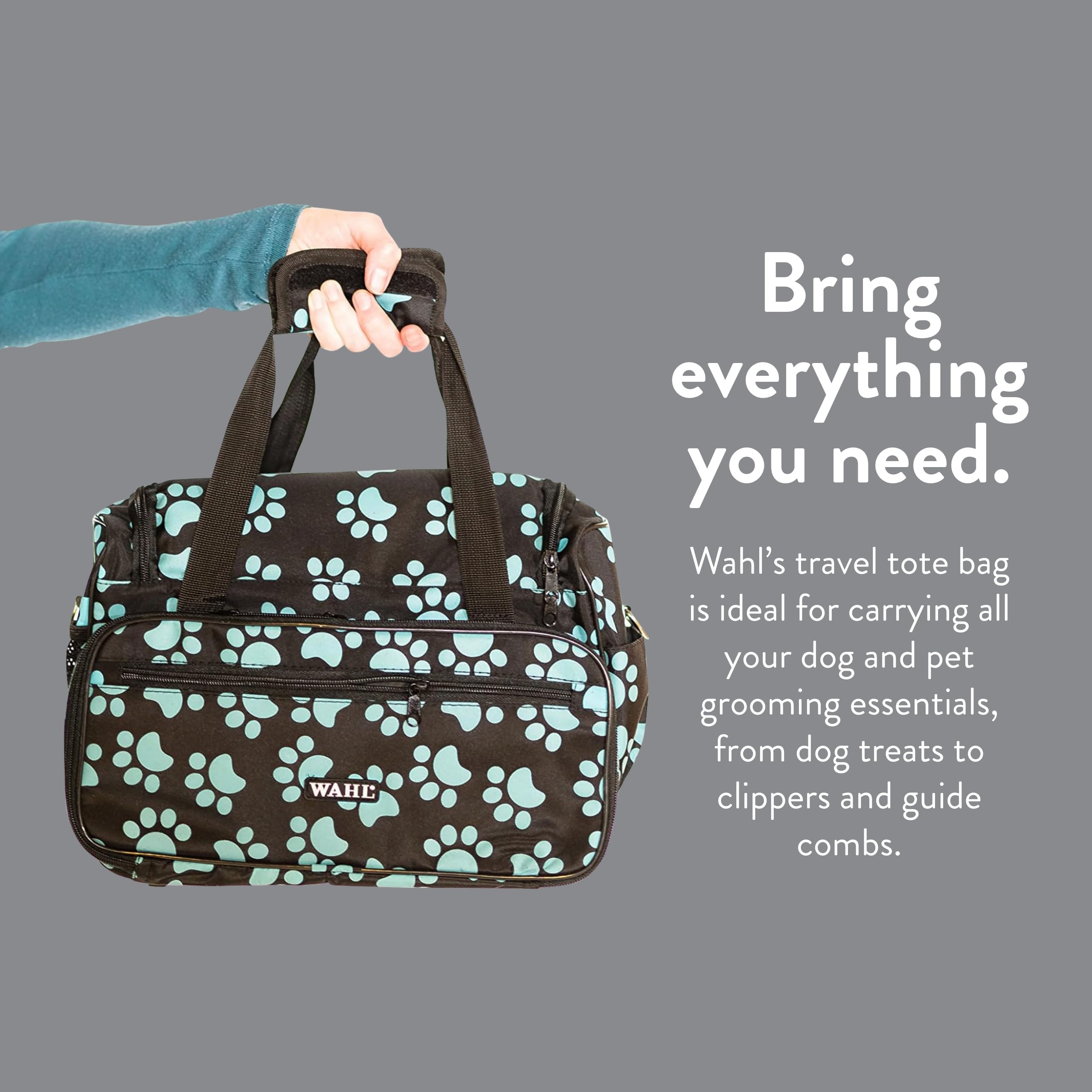 WAHL Animal Travel Tote exterior pockets keep brushes and shears within reach
