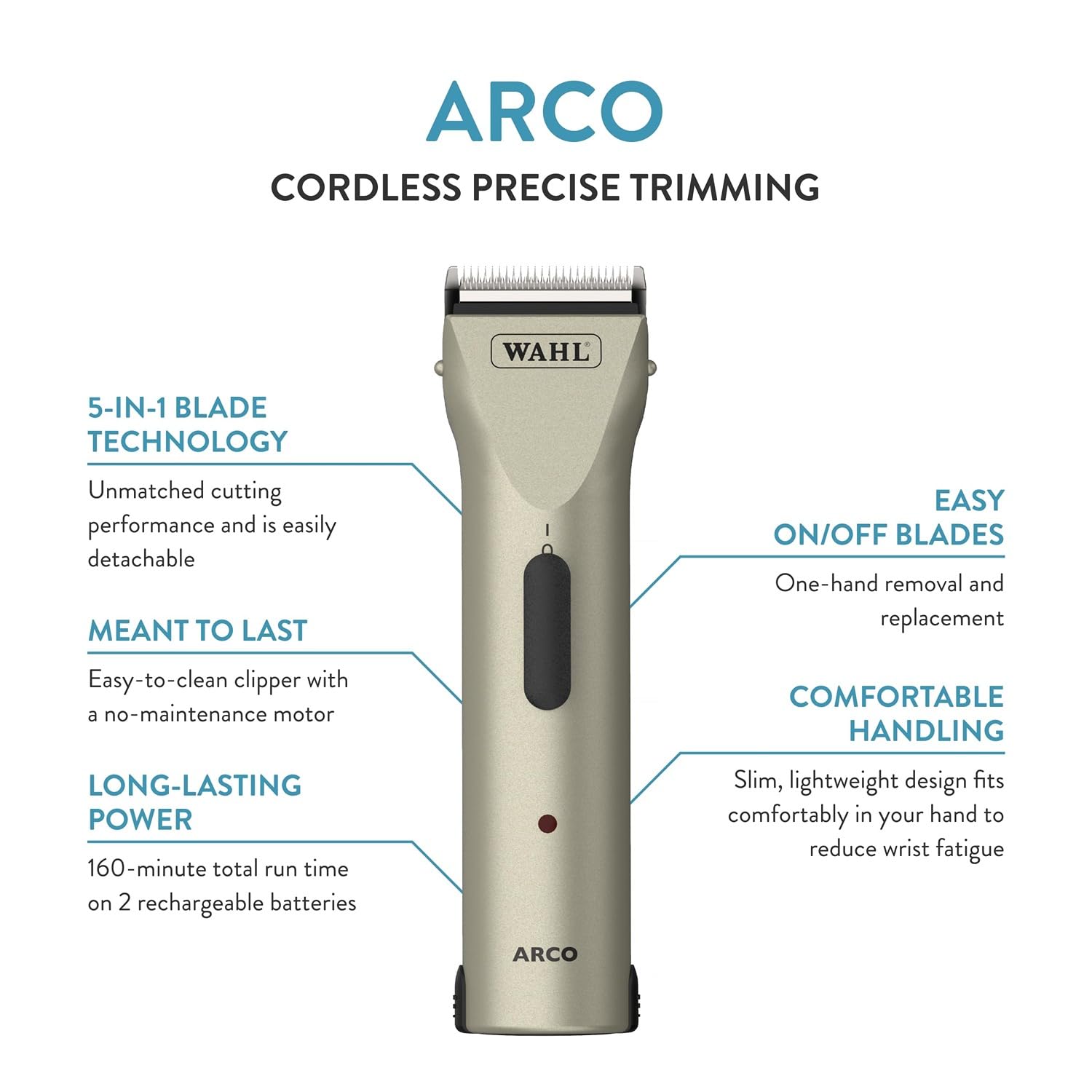 Wahl Arco Pet Clipper side profile for an ergonomic grip.