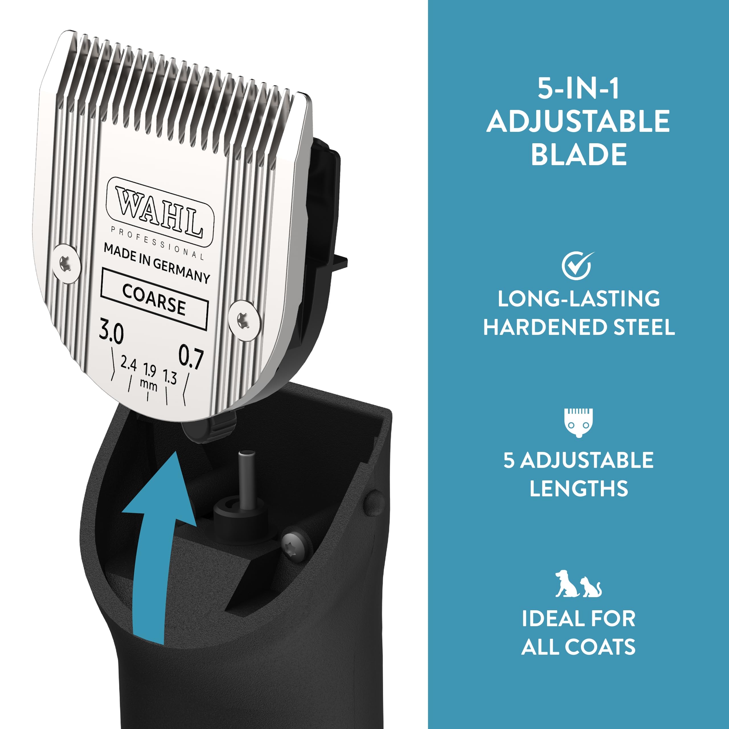 Wahl blade removal demo at the #40 setting shows safe detachment from clipper.