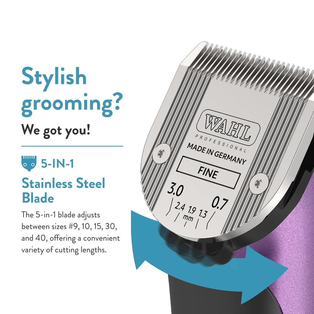 Wahl Bravura 5-in-1 blade set demonstrates versatile trimming lengths