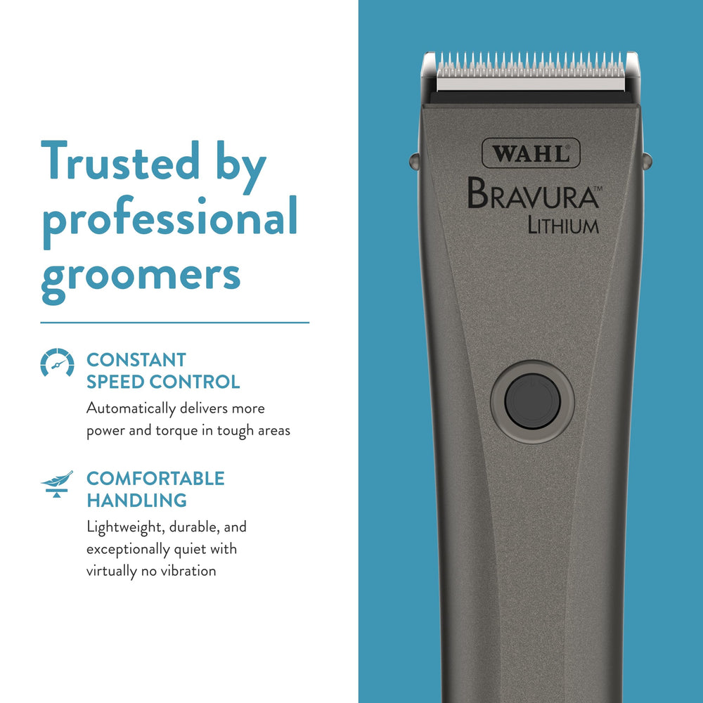 Wahl Bravura cleaning brush and blade oil for maintenance.