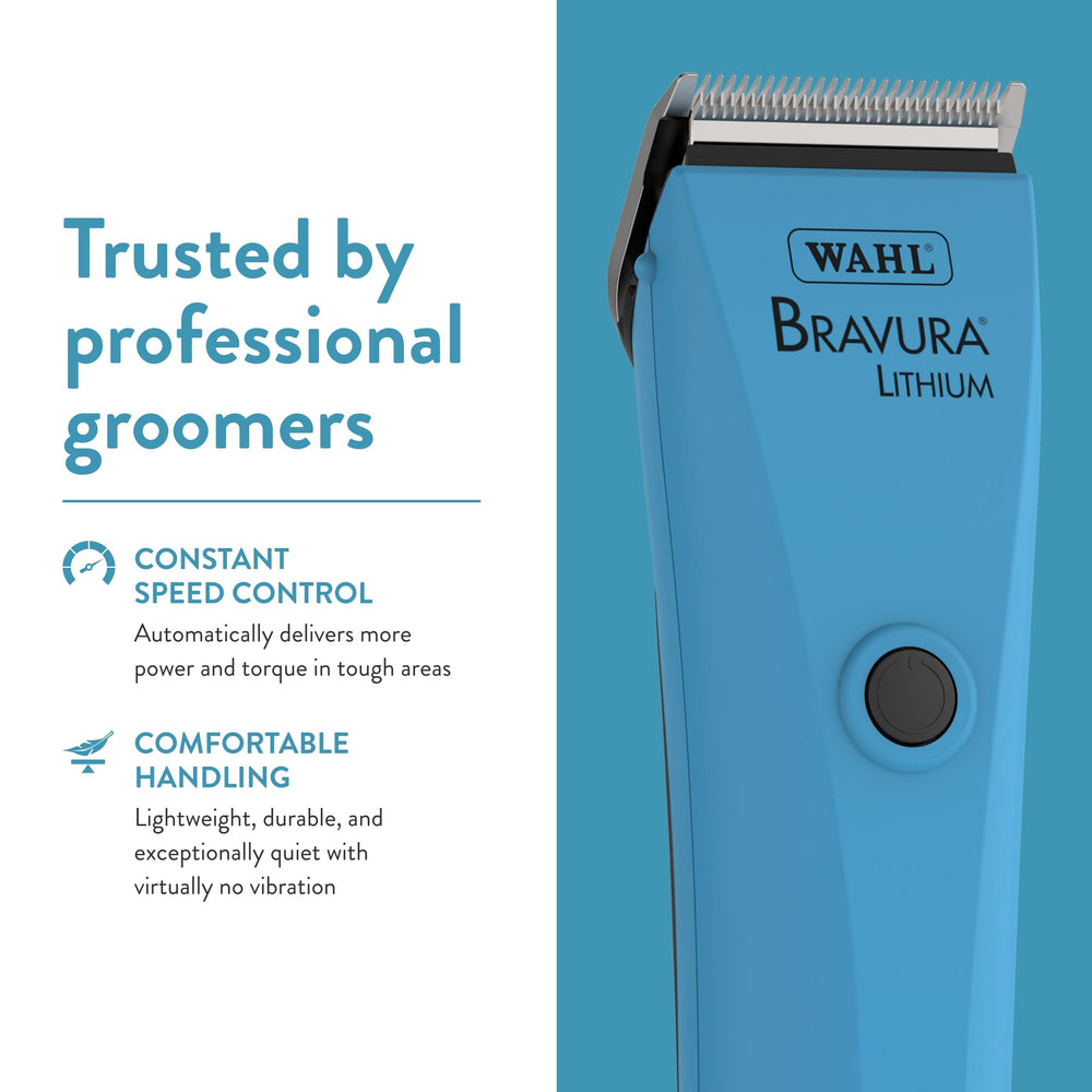 Wahl Bravura dog face trim demonstrates detail work on small areas.