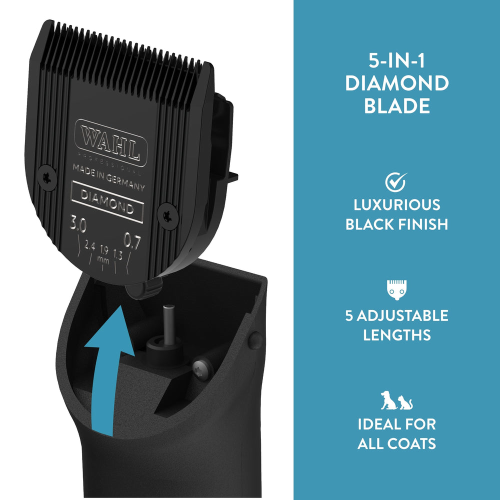 WAHL clipper shows quick blade detachment for easy maintenance.