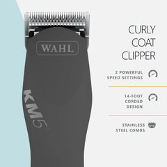 Wahl Curly Coat KM 2-Speed Pro Clipper for cat grooming.