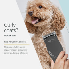 Wahl Curly Coat KM 2-Speed Pro Clipper coat detail with blade.