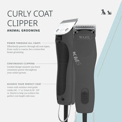 Wahl Curly Coat KM 2-Speed Pro Clipper used in dog grooming session.