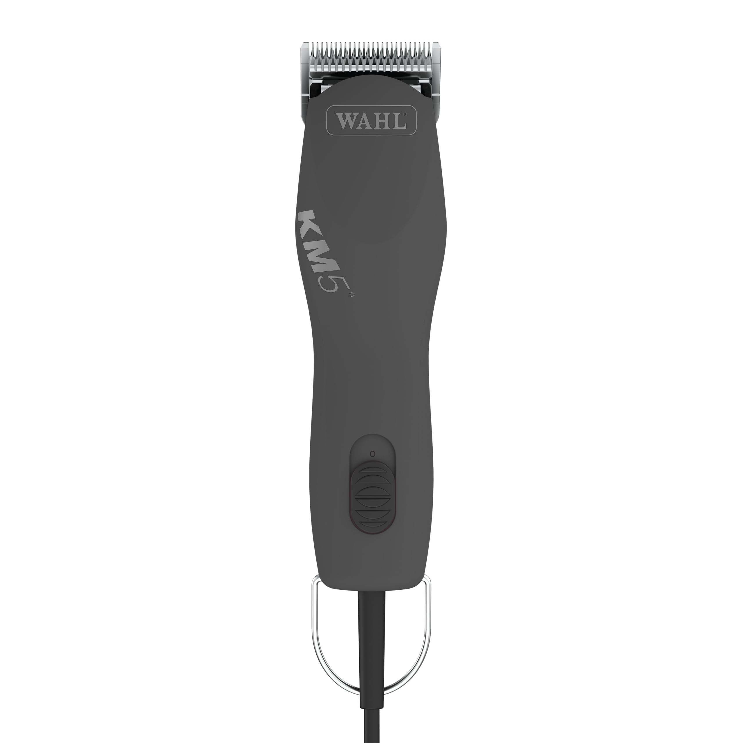Wahl Curly Coat KM 2-Speed Pro Clipper gunmetal close-up for precise trimming.