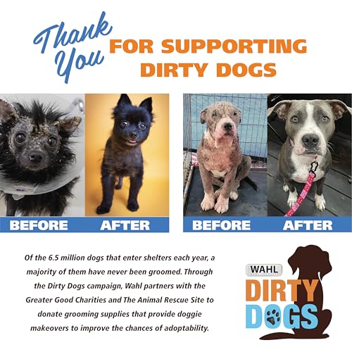 Wahl dog bath time ritual implies easy grooming routine.