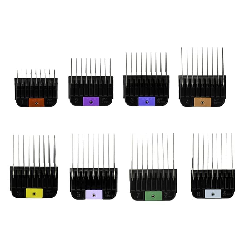 Wahl attachment combs used at home for dogs and cats during grooming.