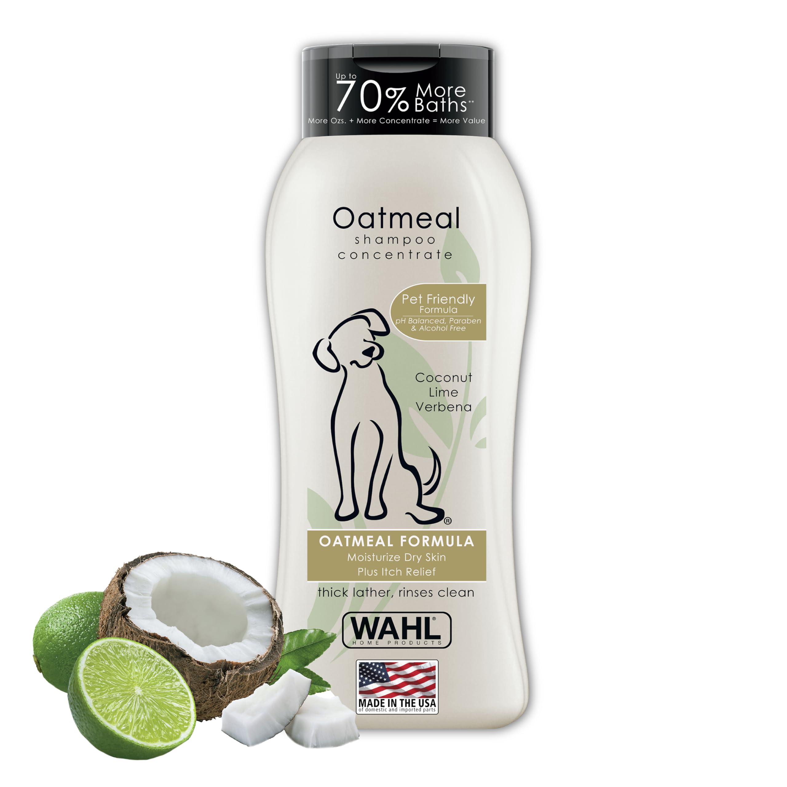 Wahl dog shampoo bottle 24oz for extended baths.