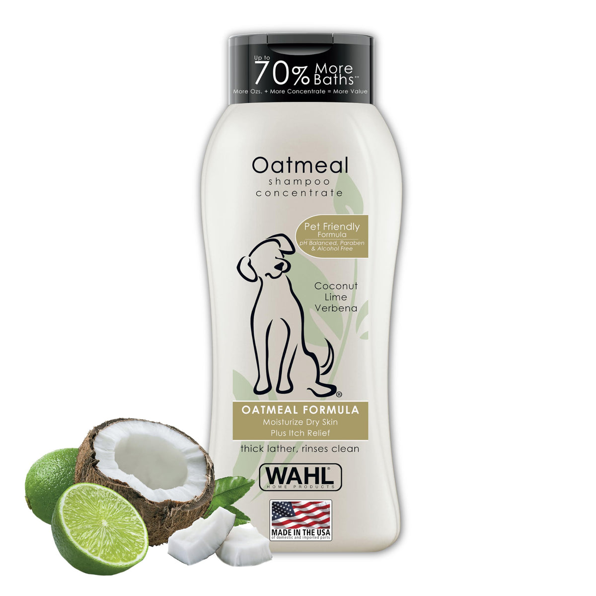 Wahl dog shampoo bottle 24oz for extended baths.