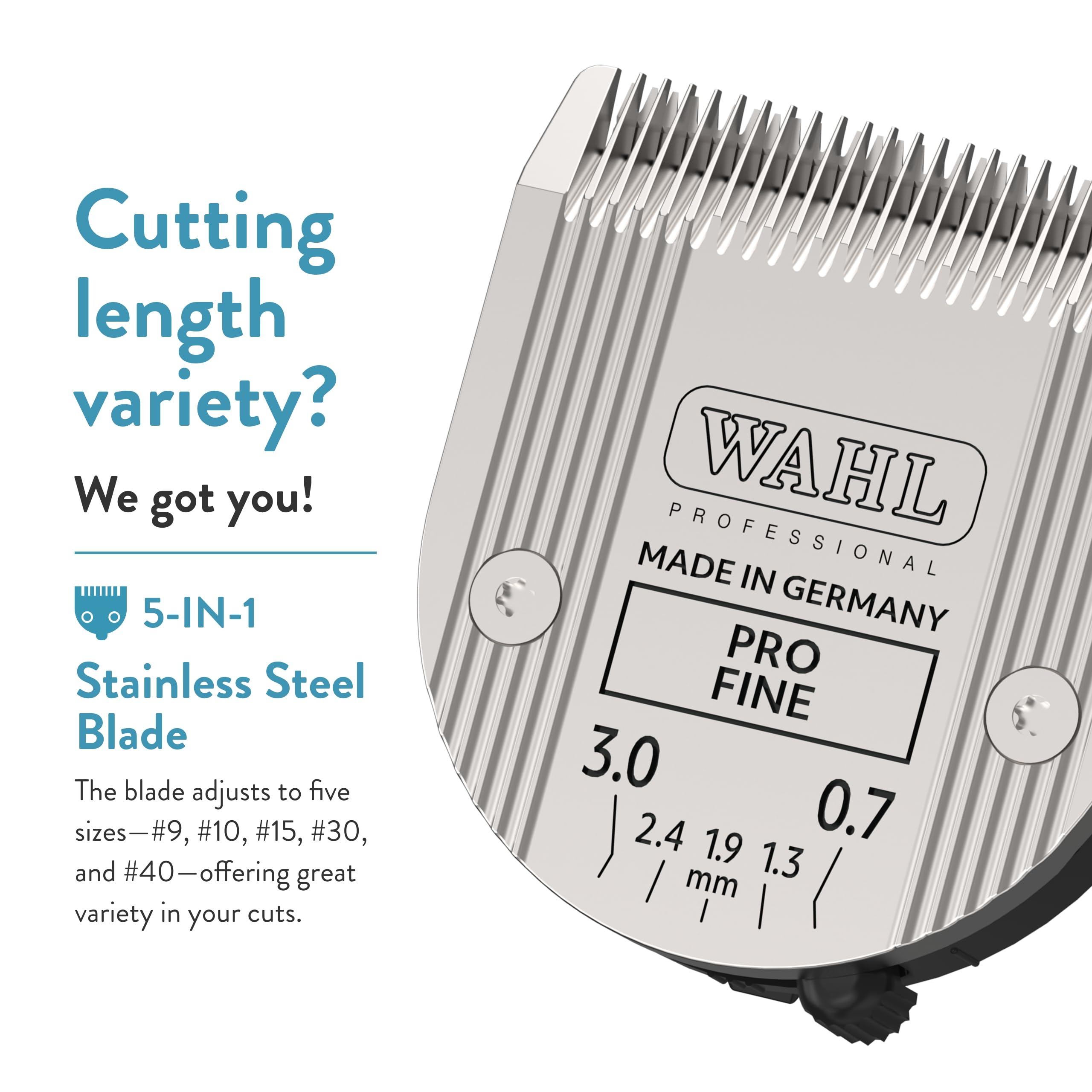 Wahl durable stainless-steel blade for long-lasting pet clipping