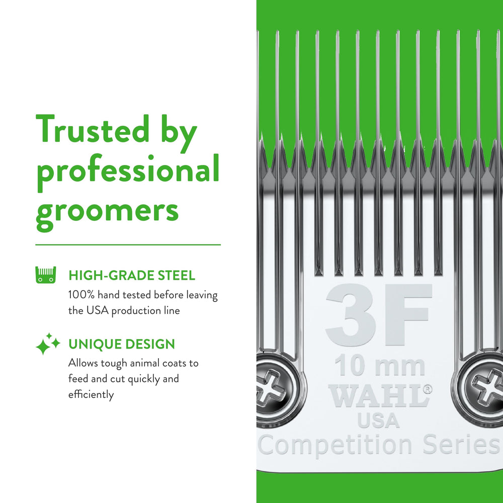 Wahl full competition blade included in box for ready-to-use grooming.