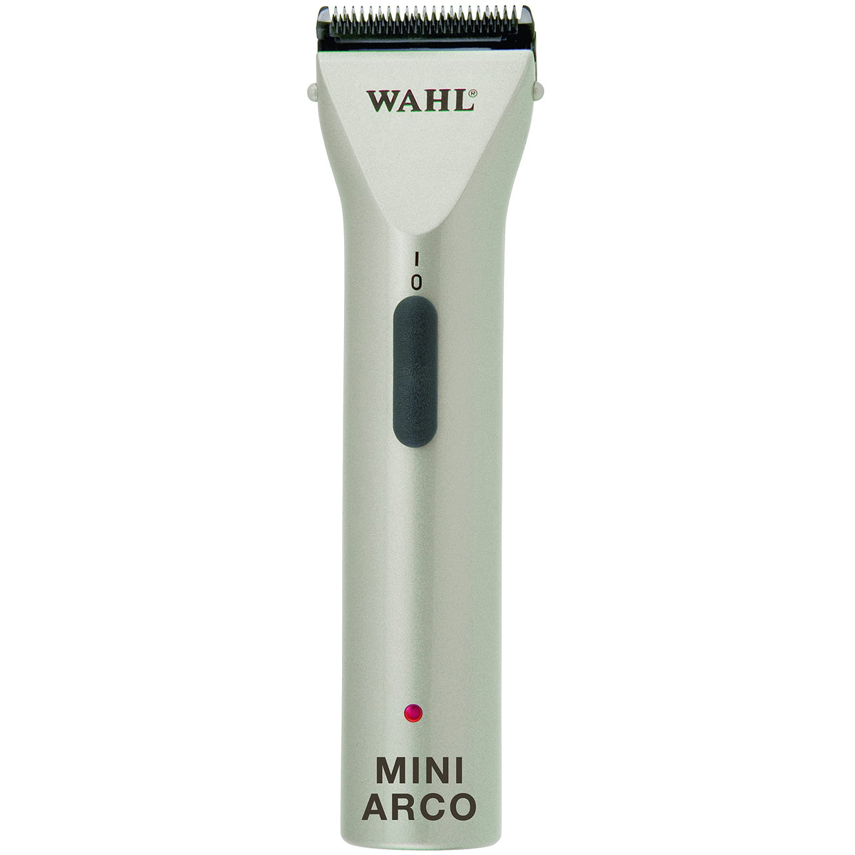 Wahl MiniArco trimmer in hand for precise pet grooming on faces