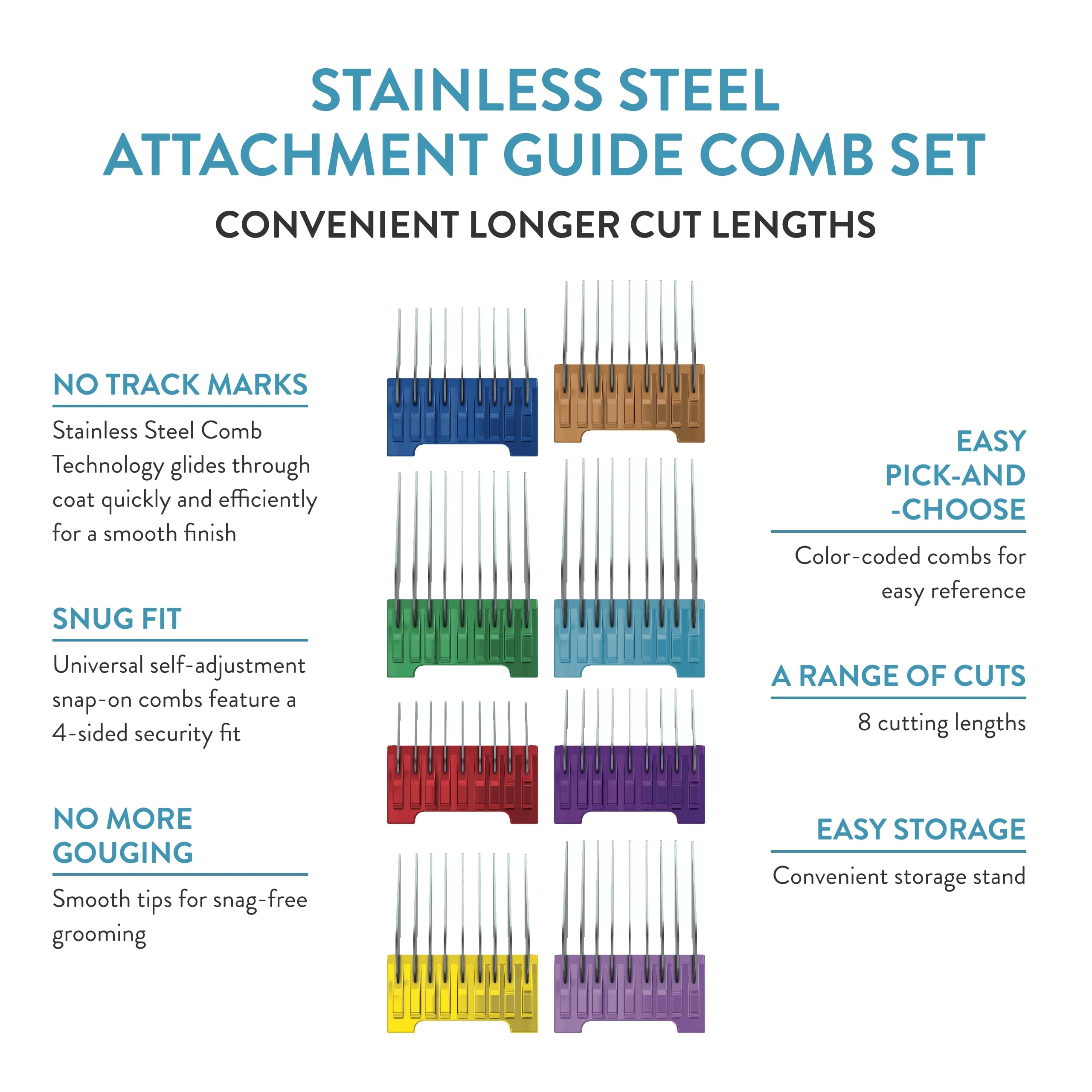 Wahl color-coded length system shown for quick reference during grooming