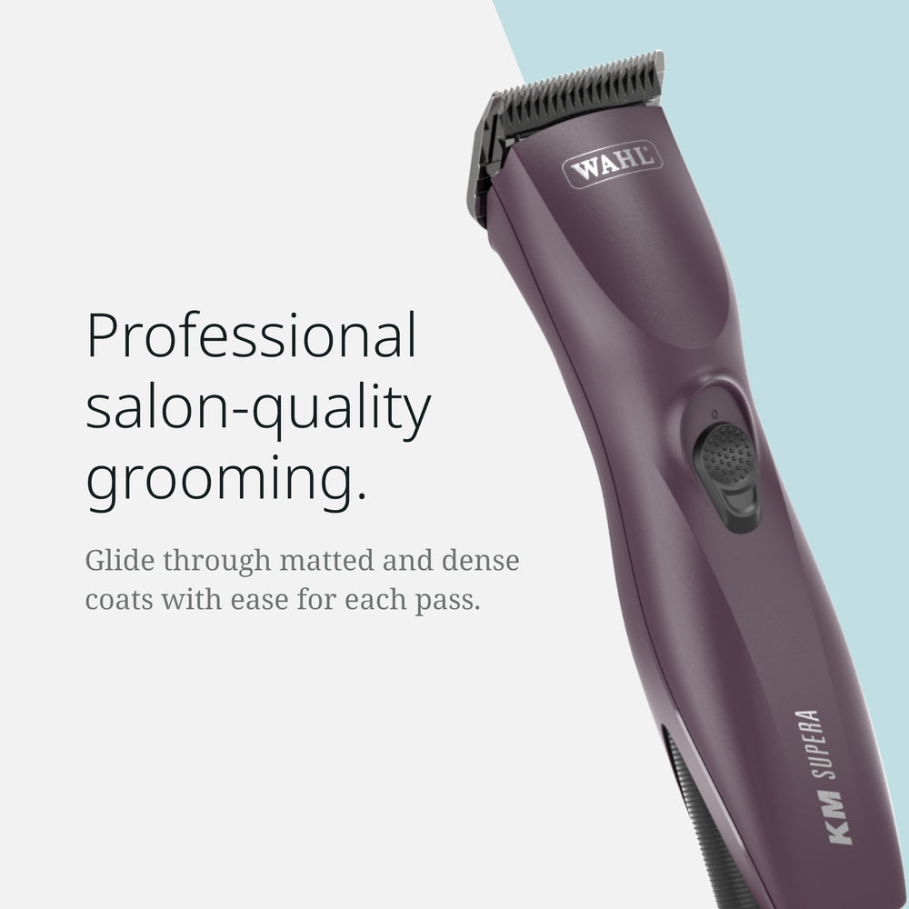 Wahl Pro Animal KM Supera cordless runtime indicator helps plan grooming time