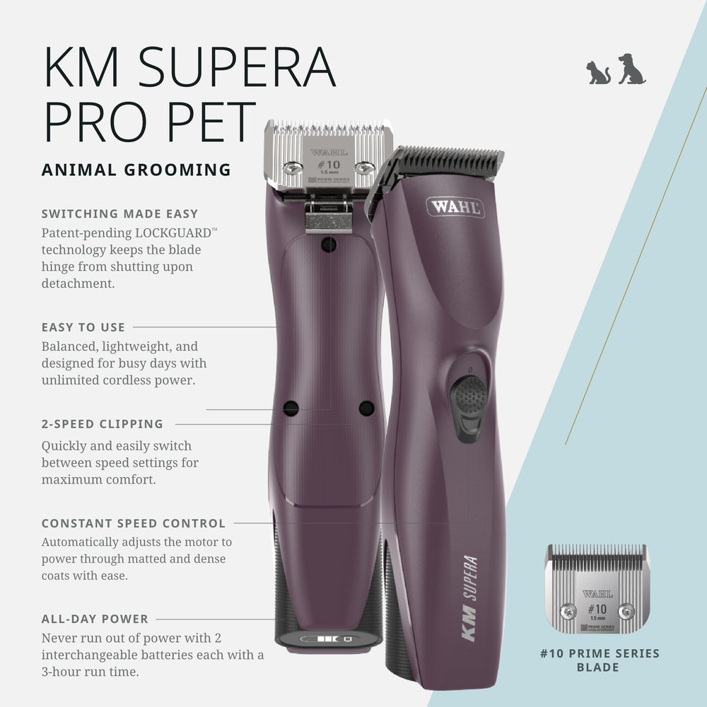 Wahl Pro Animal KM Supera lockguard blade swap demonstrates safe, quick blade changes