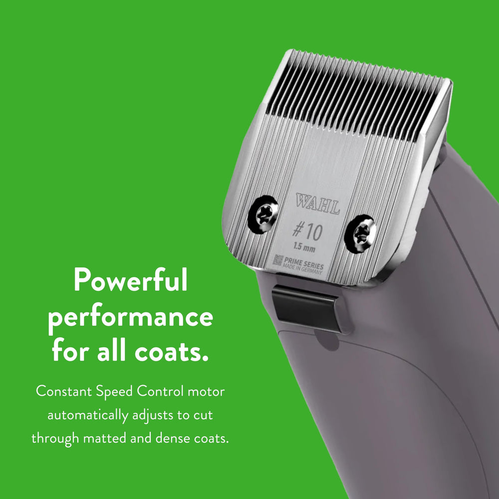 Wahl Pro Animal KM10+ detachable #10 Prime blade for precise, durable finishing.