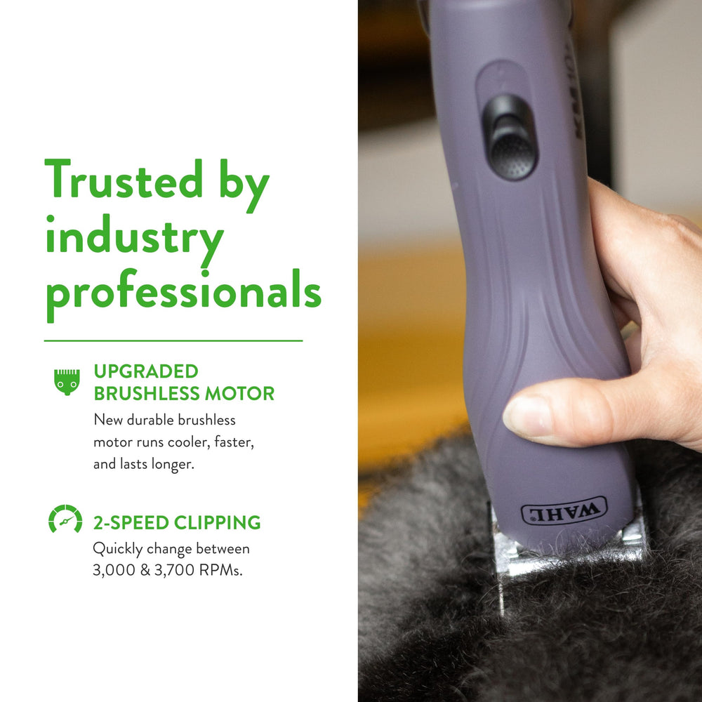 Wahl Pro Animal KM10+ LOCKGUARD tech adds blade protection and stability.