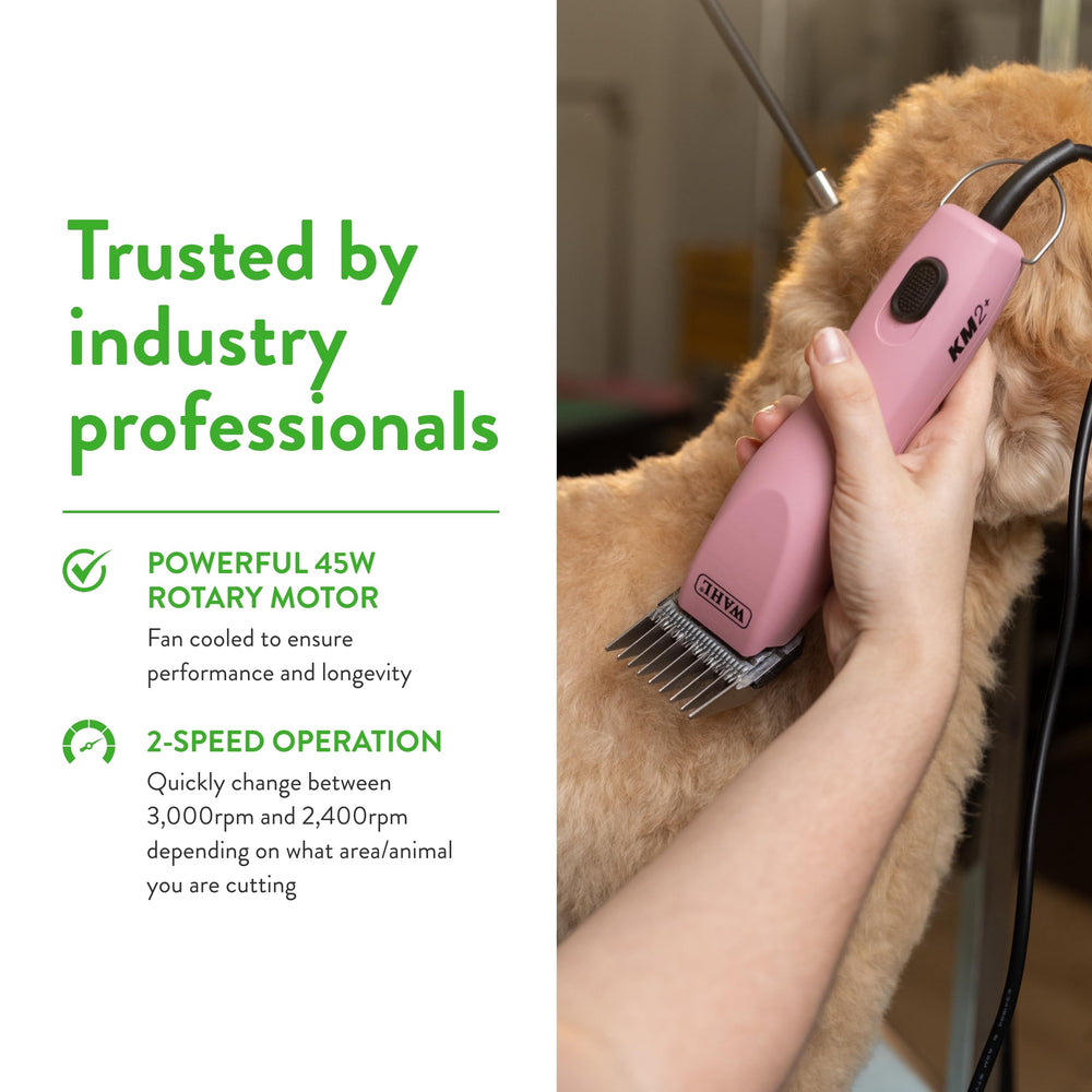 Wahl Pro Animal KM2+ 14-foot cord provides maneuverability for larger pets.