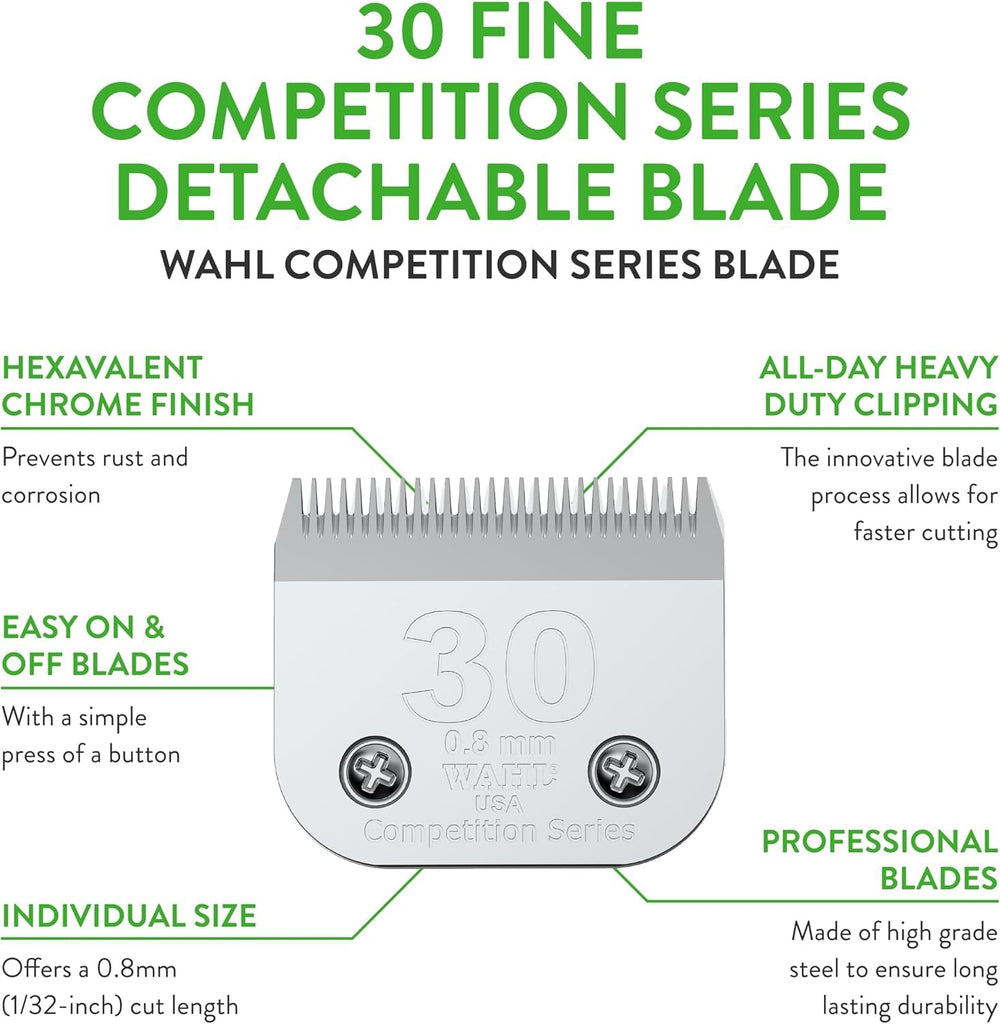 Wahl 30 fine blade chrome finish highlights rust resistance and shine.