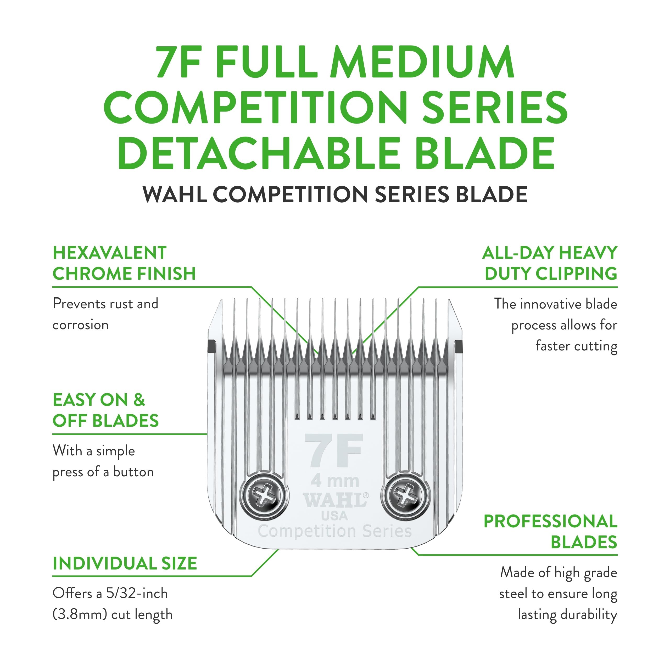 Wahl 7F blade shows 5/32-inch cut length for precise grooming.