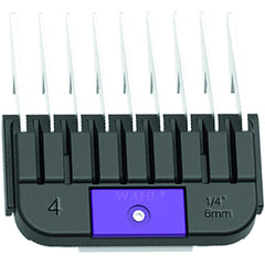 WAHL Professional Animal purple attachment guide comb closeup showing precise 1/4 inch cut