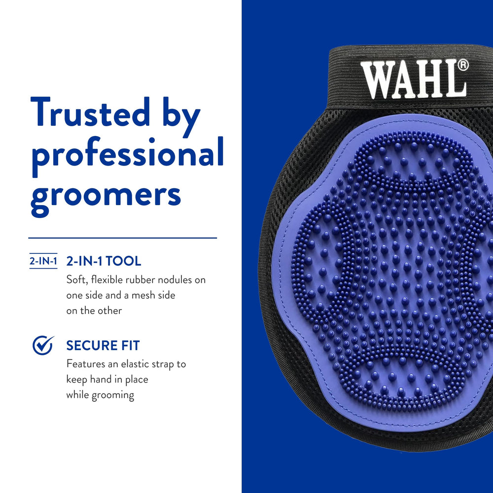WAHL grooming mitt reflects 20+ years of trusted animal grooming.