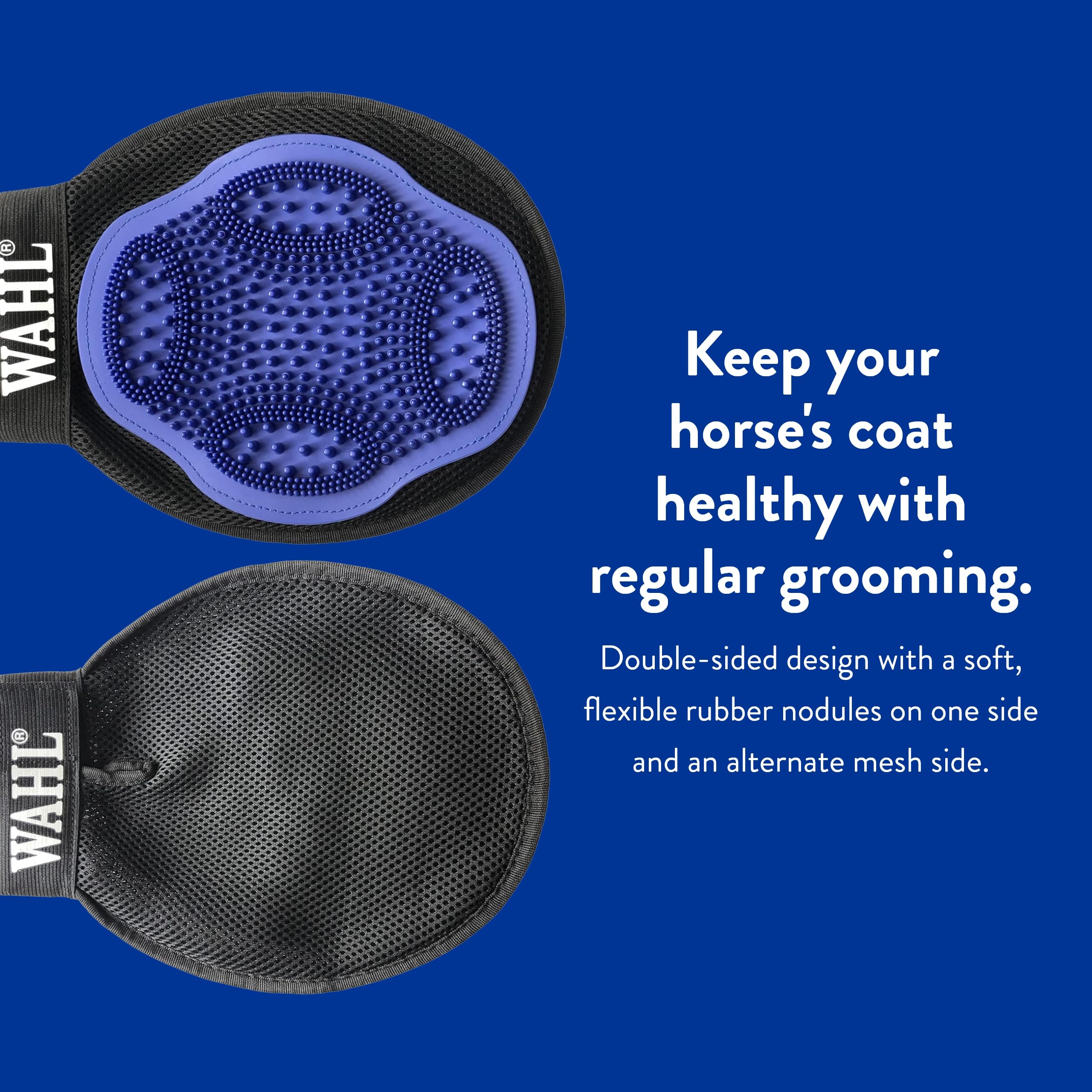 WAHL grooming mitt elastic strap ensures comfortable, secure fit.