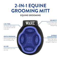 WAHL grooming mitt rubber massage heads loosen hair and dander.