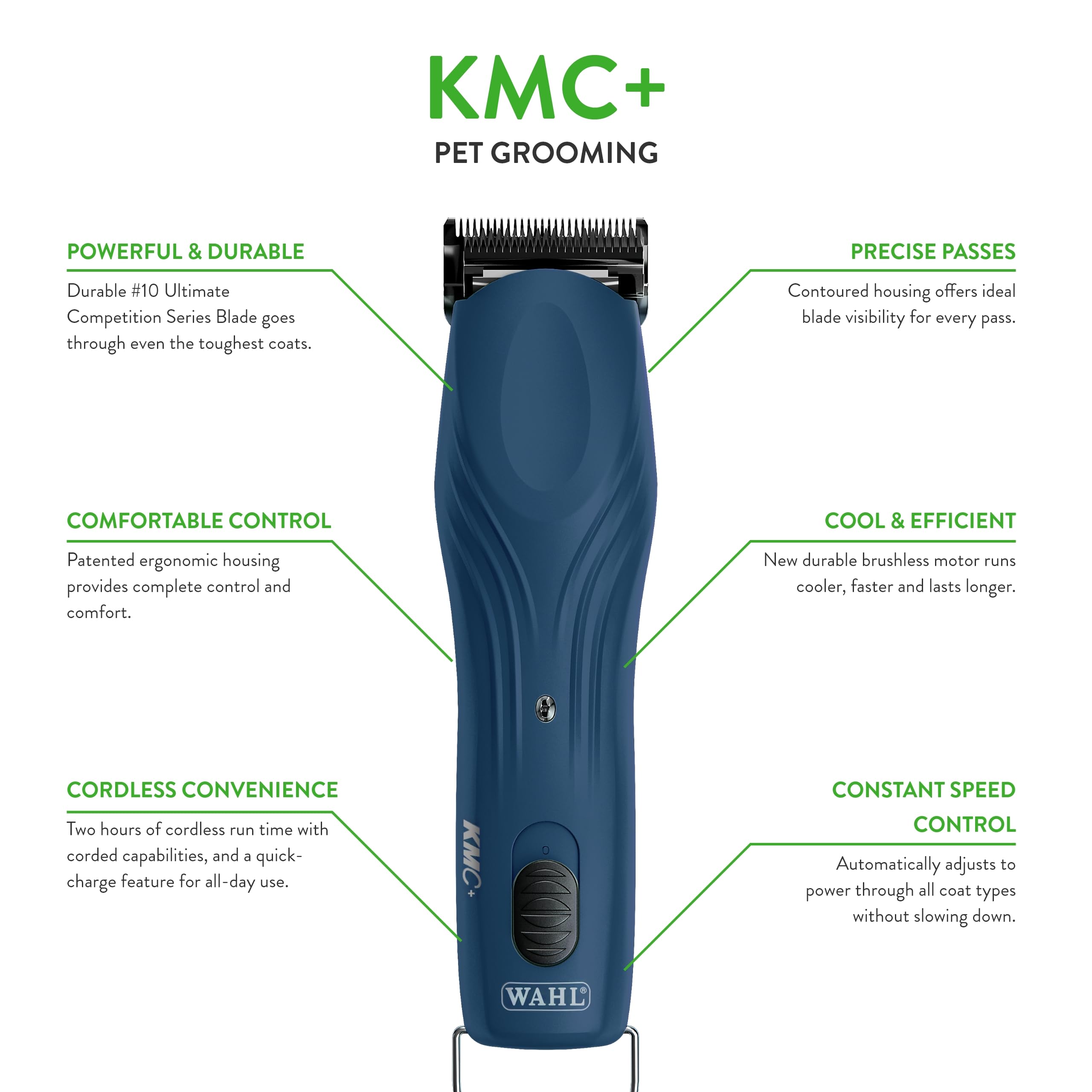 Wahl KMC+ clipper detachable blade enables versatile pet grooming options.