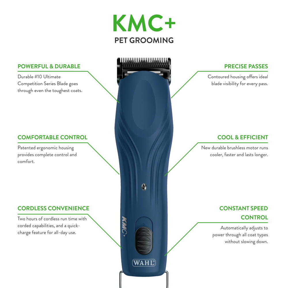 Wahl KMC+ clipper detachable blade enables versatile pet grooming options.