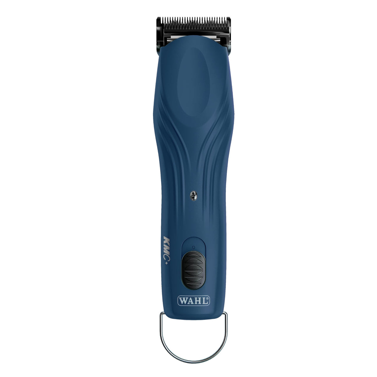 Wahl KMC+ clipper navy housing design offers comfortable, ergonomic grooming grip.