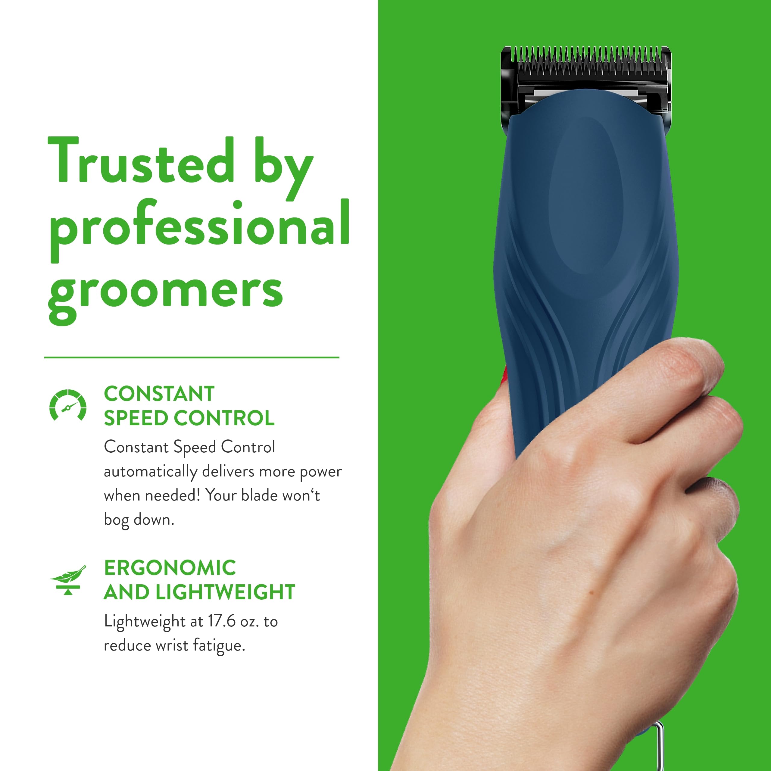 Wahl KMC+ kit includes detachable blades for quick changes and varied grooming tasks.