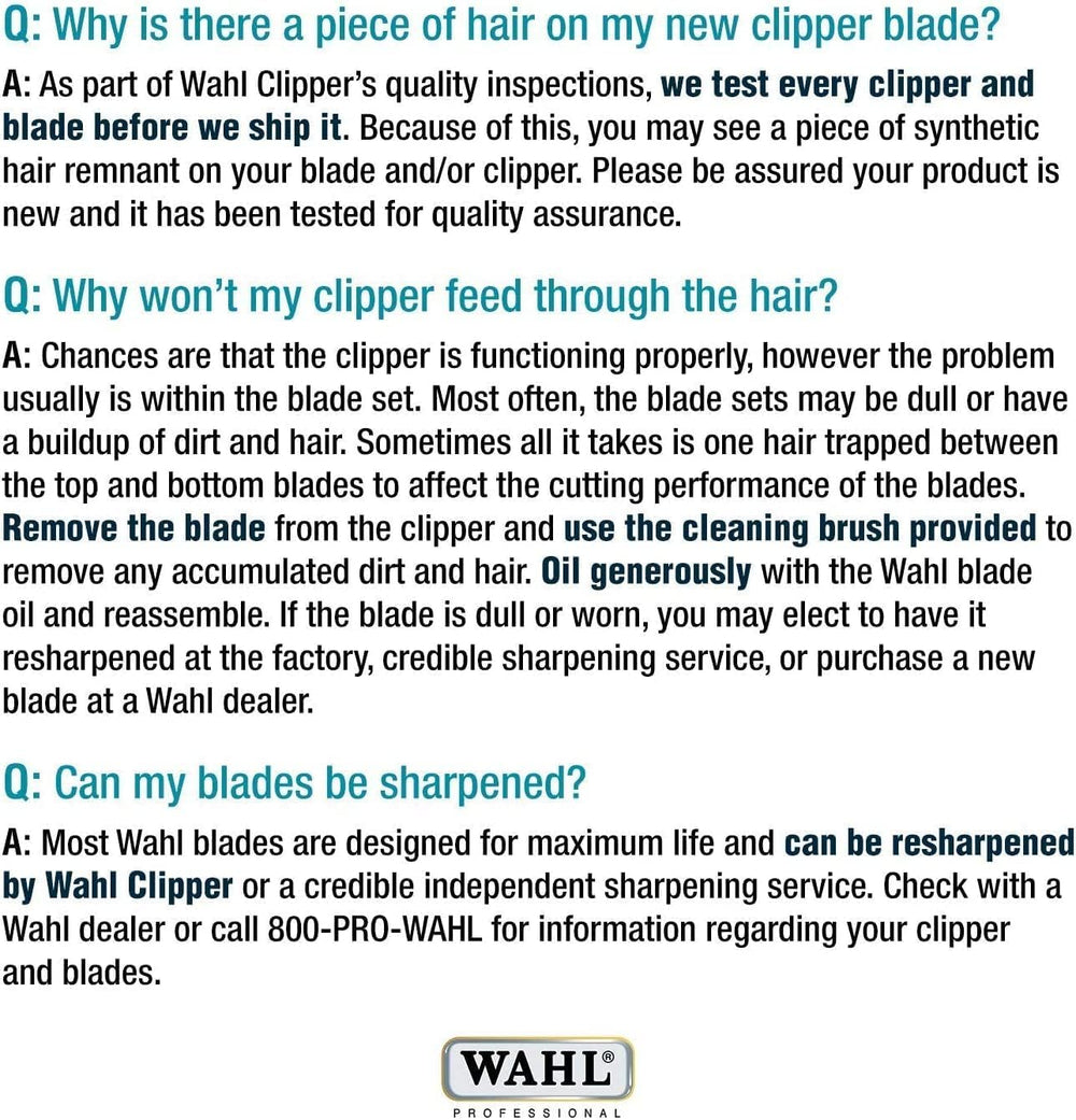Brand-new Wahl blade shown during QA process