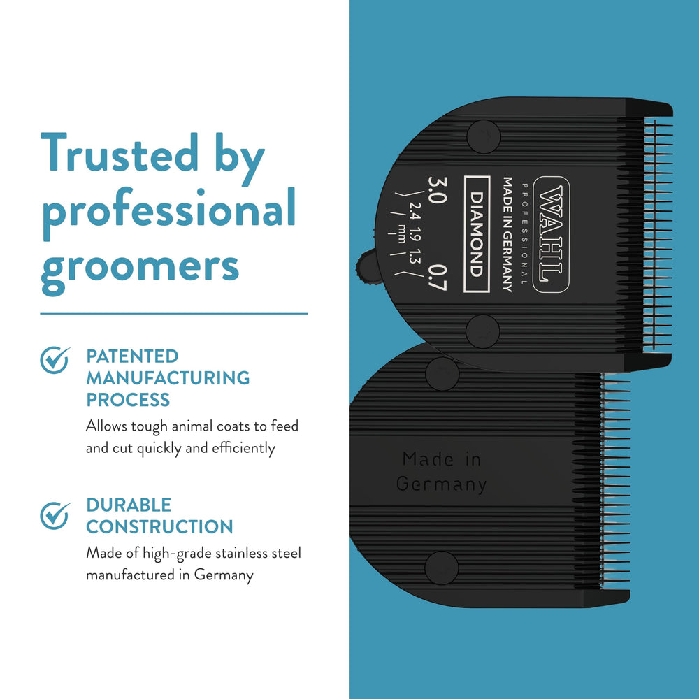 WAHL synthetic hair residue noted near blade during QA.