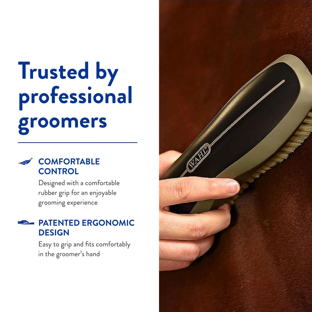 WAHL Soft Body Horse Brush black handle closeup highlighting comfort and durability