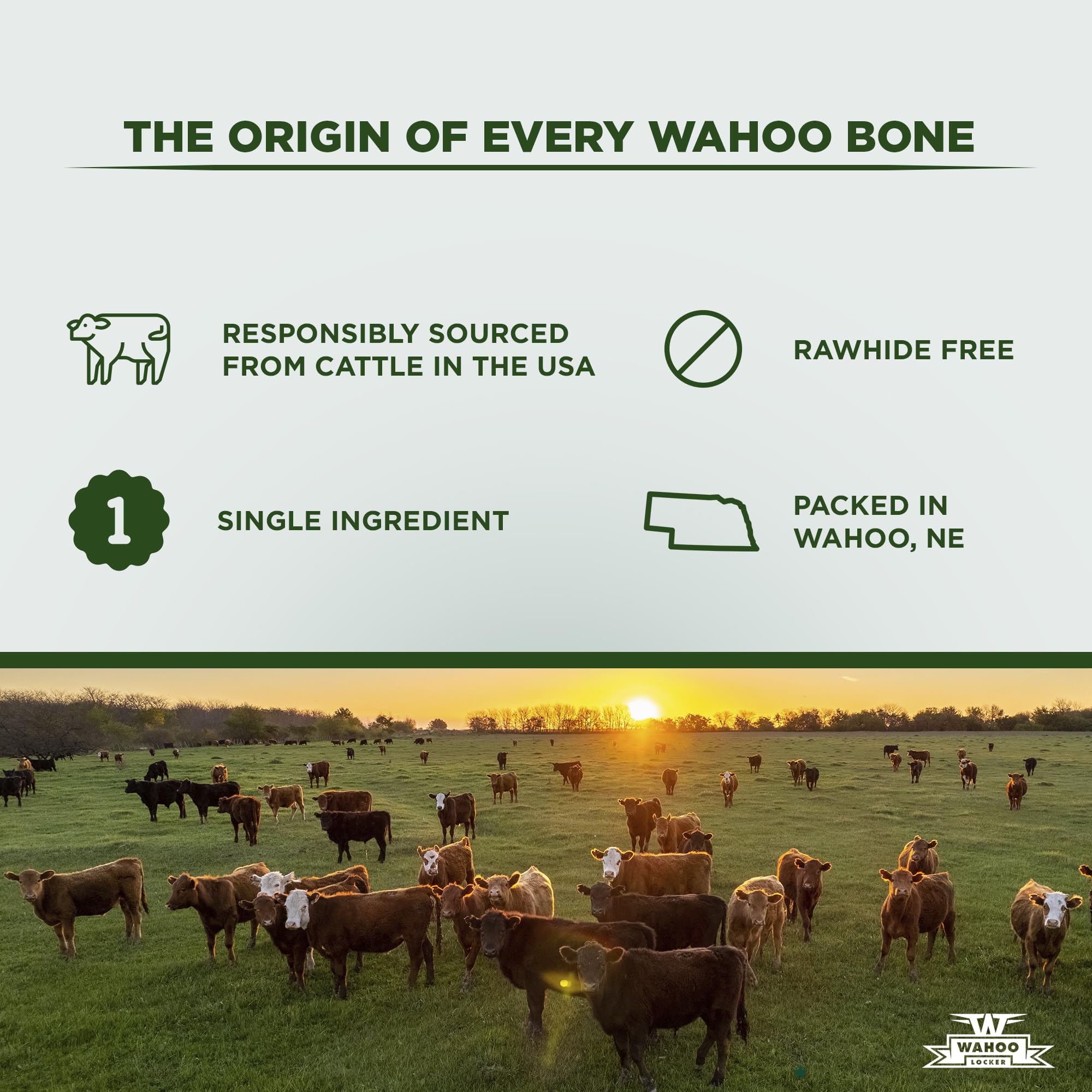 W WAHOO LOCKER dog chewing action featuring smoked beef bone