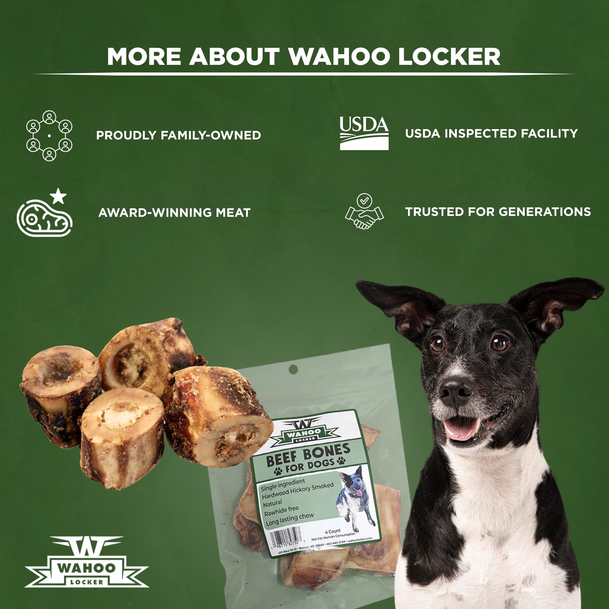 W WAHOO LOCKER four-bone display emphasizing value and extended chew time