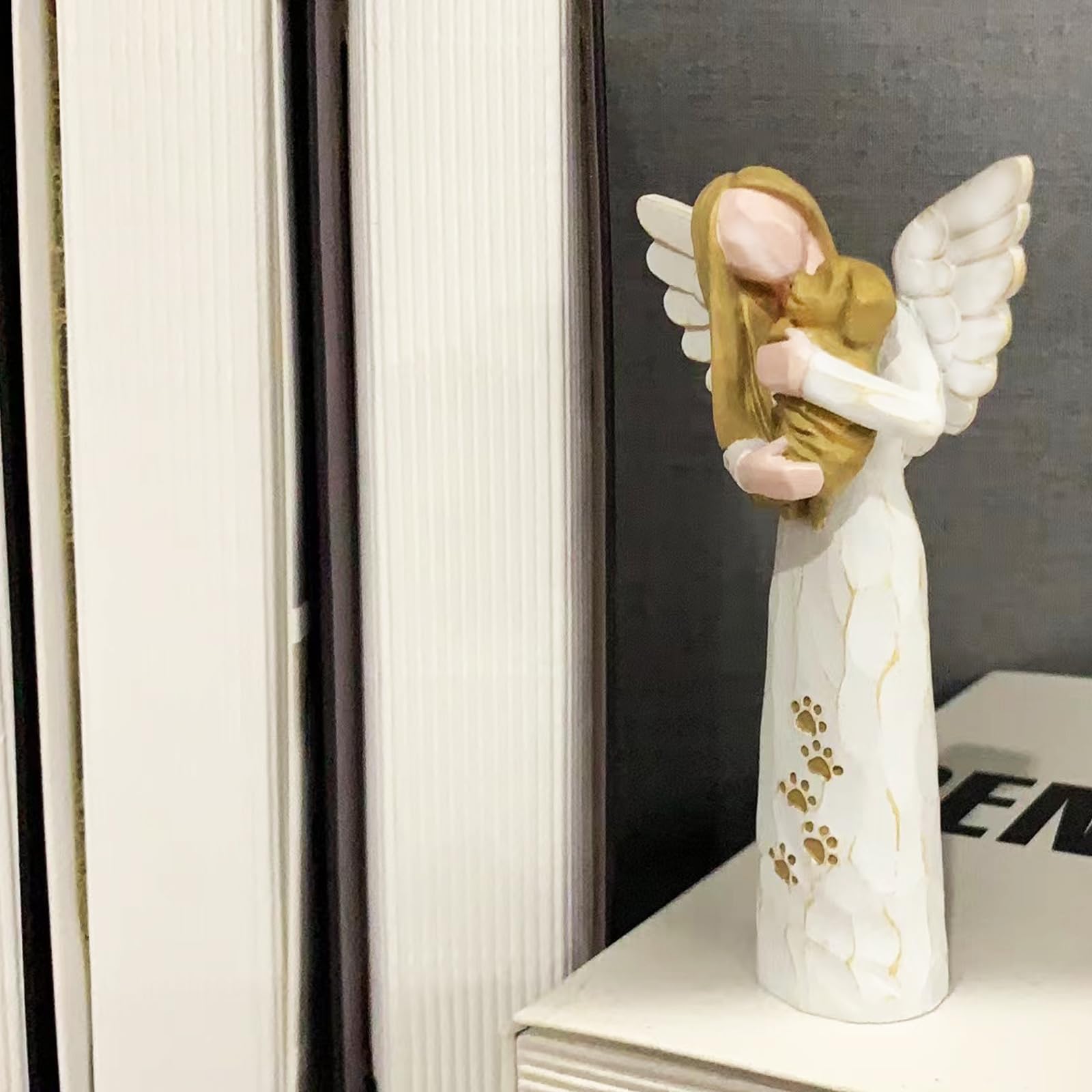 Waifugal dog memorial angel statue on desk for everyday remembrance and comforting decor