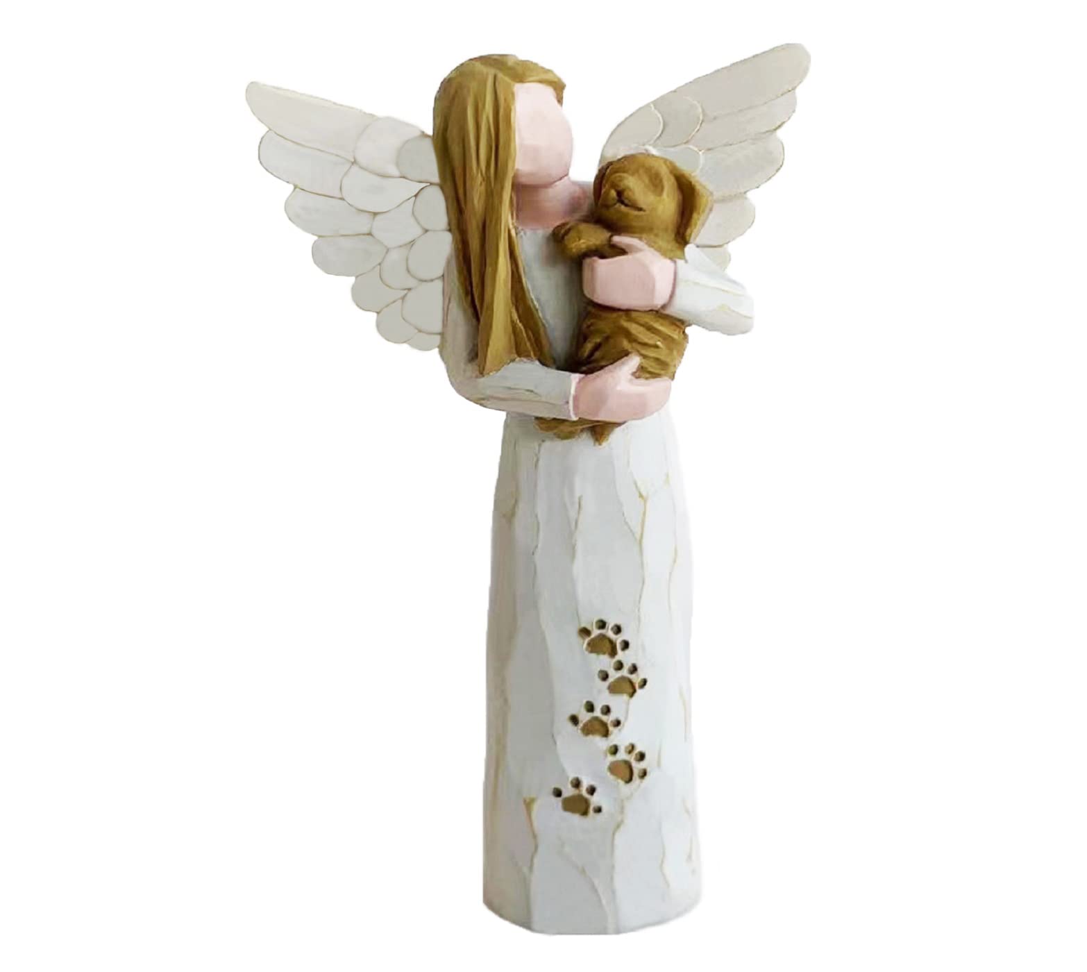 Waifugal dog memorial angel statue front view, serene keepsake for remembrance