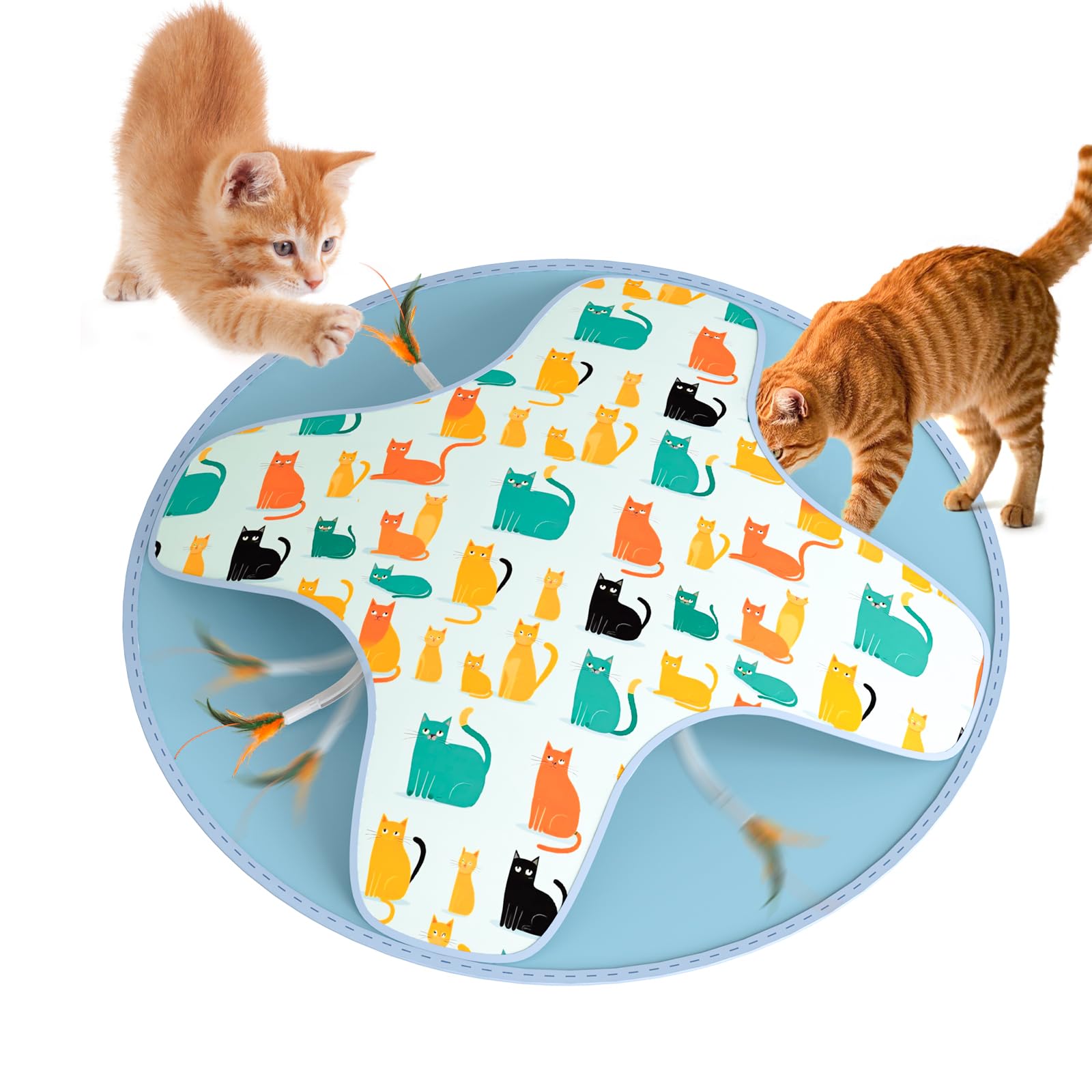 WAKHJAKT cat toy ball front view with LED rainbow lights for interactive play.