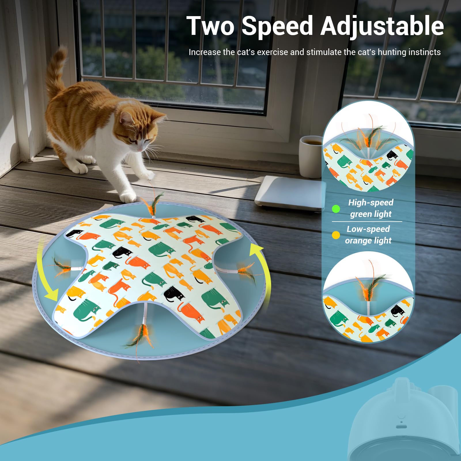 WAKHJAKT cat toy five-in-one components close-up with interchangeable heads.