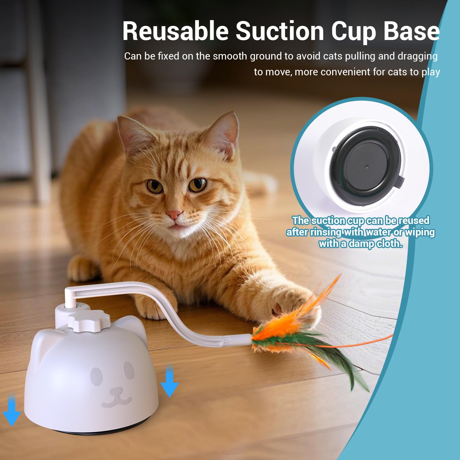 WAKHJAKT cat toy smart sensors illustrate sound and touch wake feature.