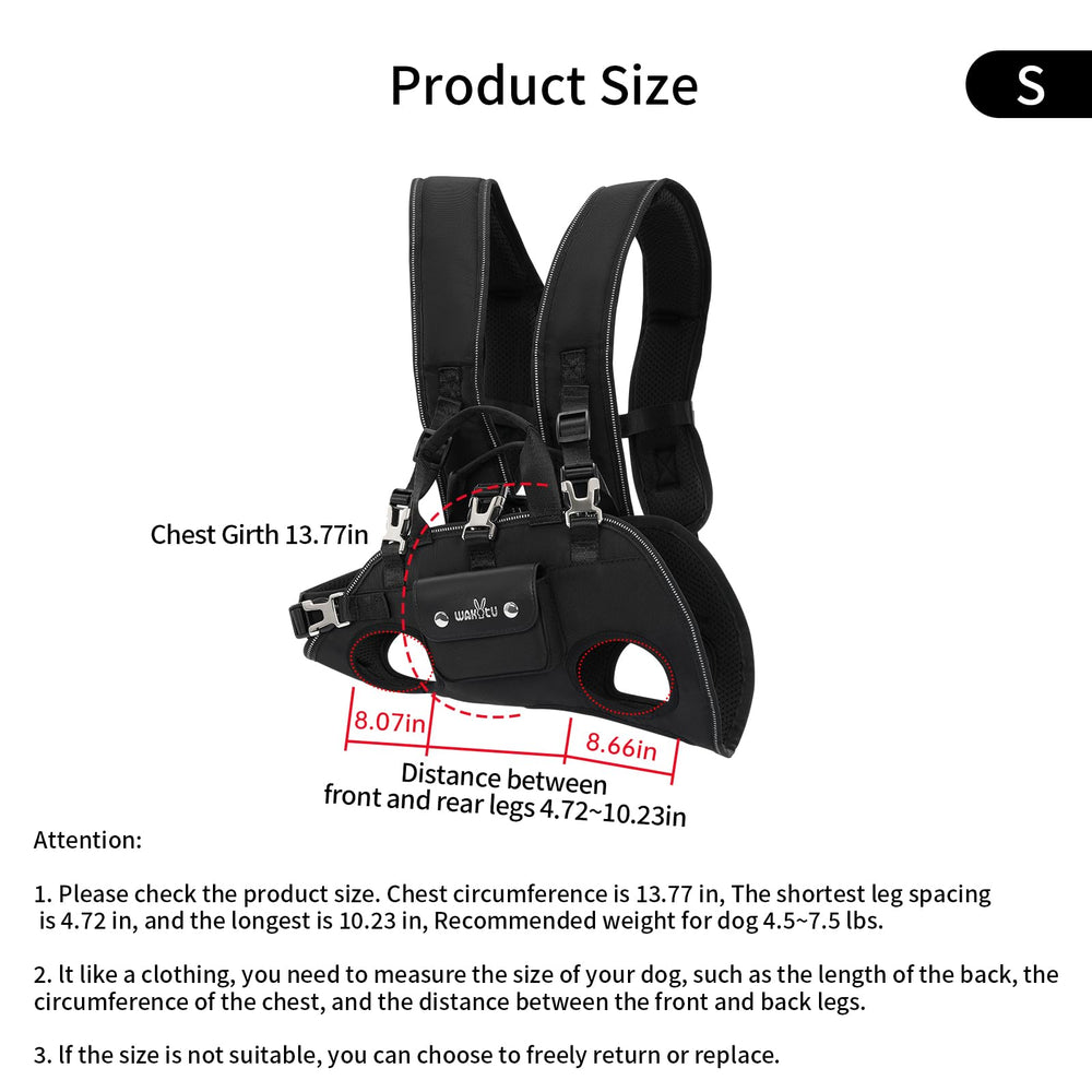 Wakytu dog backpack carrier full-body support helps stabilize pets.