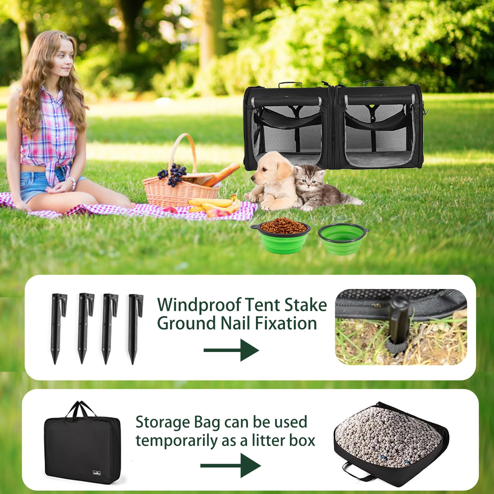 Wakytu ventilated mesh sides provide airflow for pets on hot days