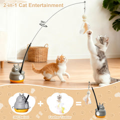Walfront cat wand toy rotation mechanism encourages chasing and engagement